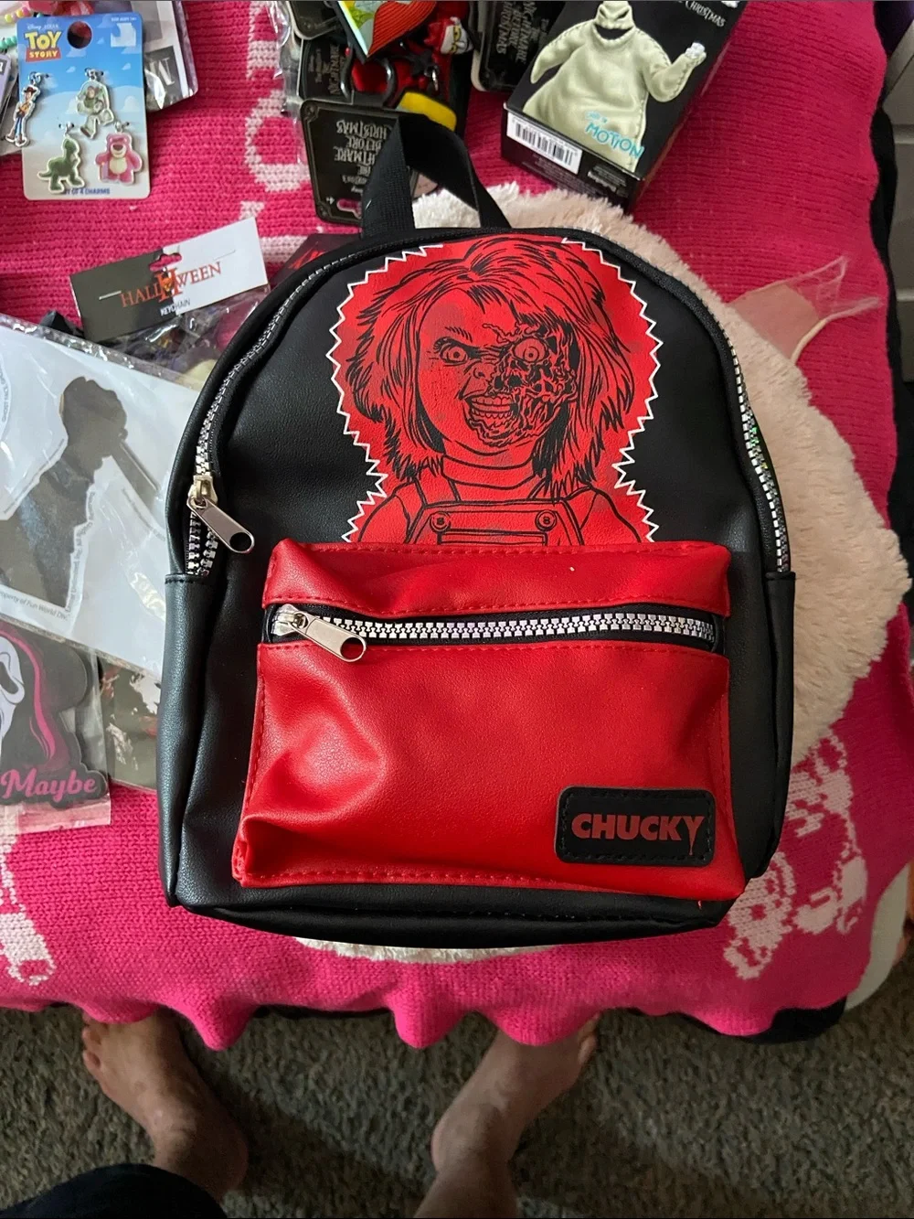 Kids' Mini Backpack - Black & Red chunky